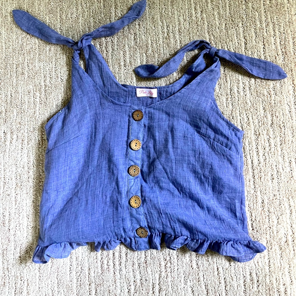 Never worn, blue top